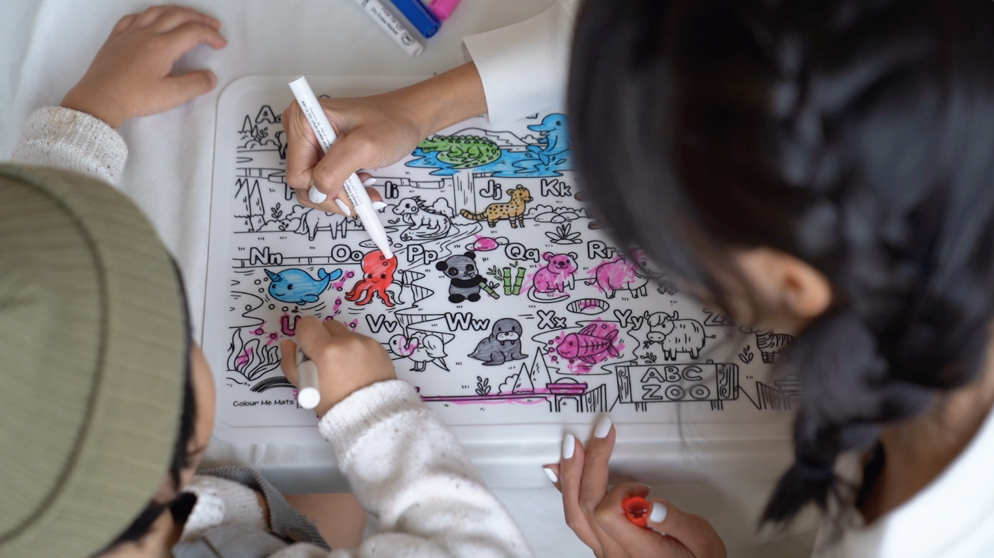 Load video: Educational Colouring Mats by Colour Me Mats