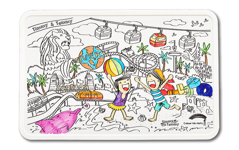 Sentosa Colouring Timmy & Tammy at Sentosa - Reusable Silicone Colouring & Dining Mats ...